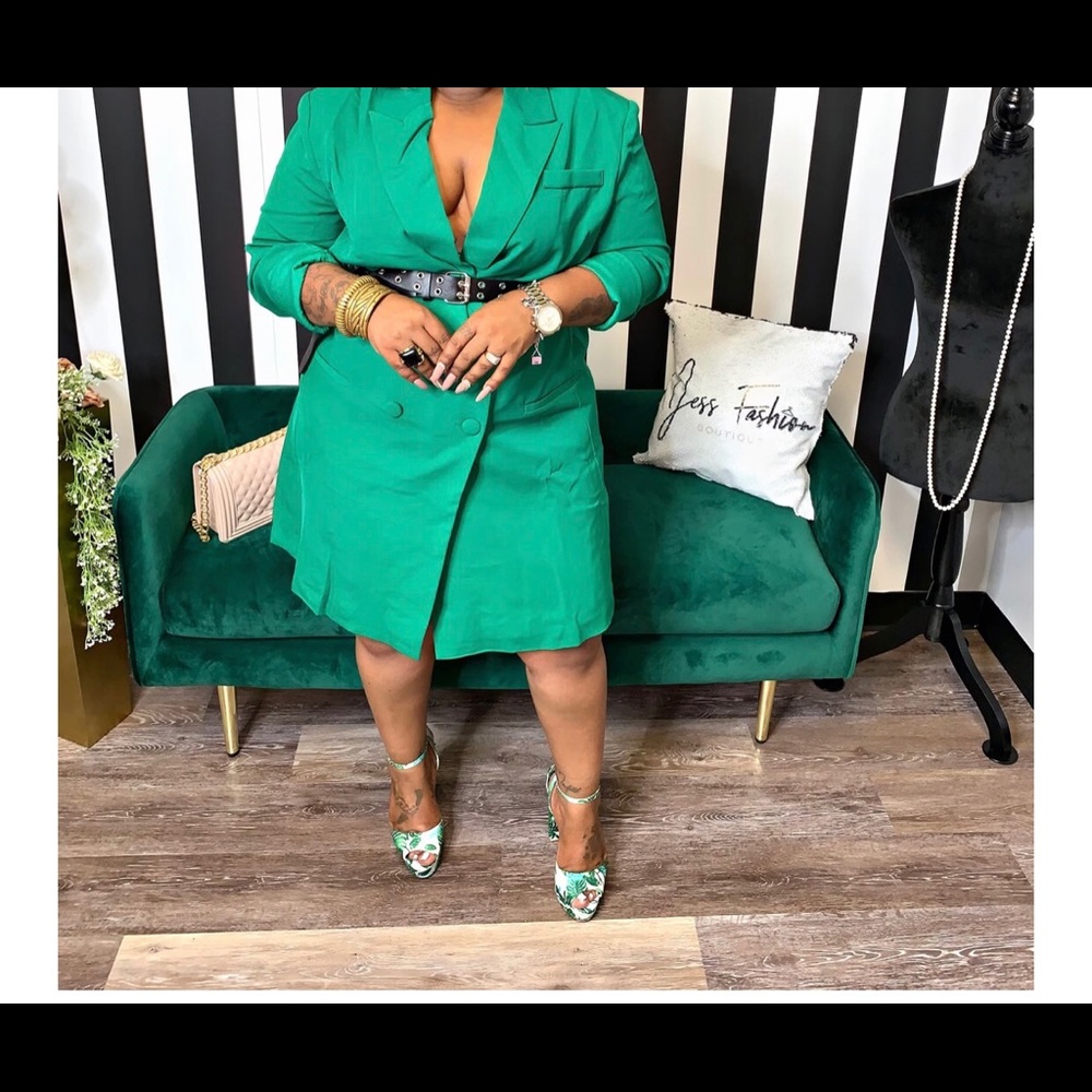 Emerald green blazer dress